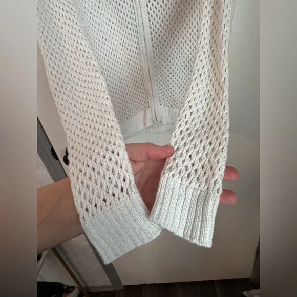 Fabletics Cream Open-Knit Cardigan - Picture 3 of 4